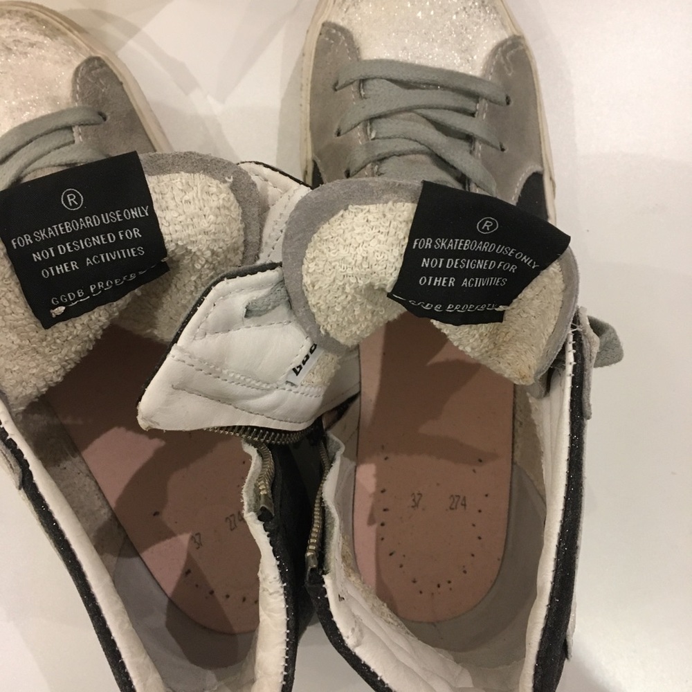 Golden Goose Slide Sneaker Black White Shimmer NIB - Picture 9 of 13